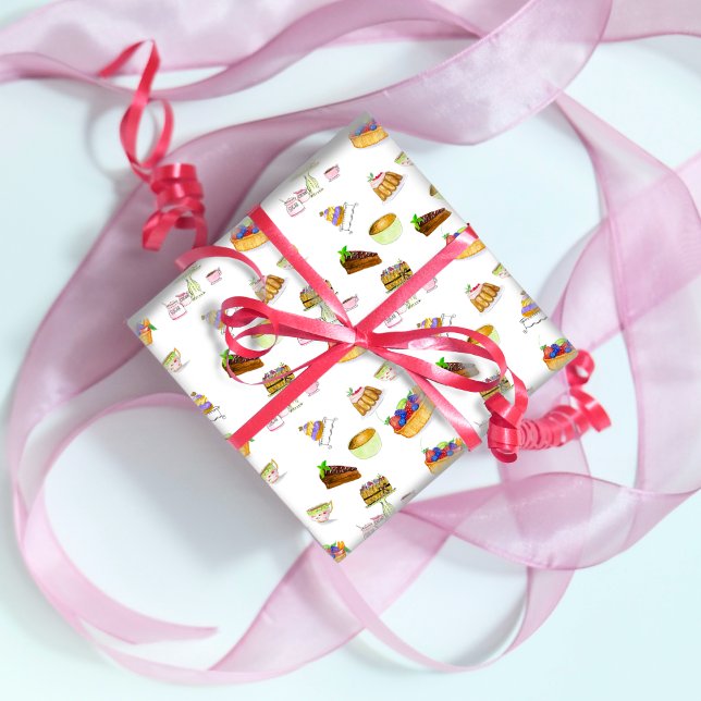 Süßes Nachtisch Wasserfarbe mit Kaffee & Tee Geschenkpapier (Von Creator hochgeladen)