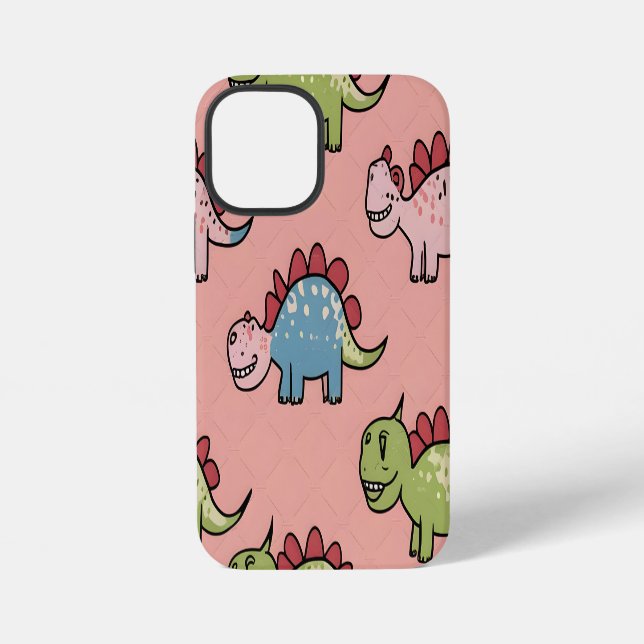 Süßes nahtloses Dinosaurier-Muster iPhone Hülle (Rückseite)