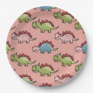 Süßes nahtloses Dinosaurier-Muster Pappteller