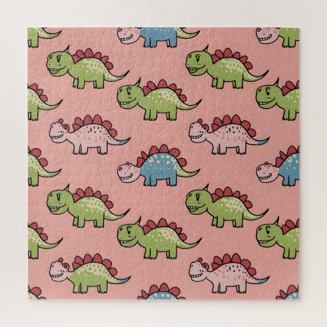 Süßes nahtloses Dinosaurier-Muster Puzzle (Vertikal)