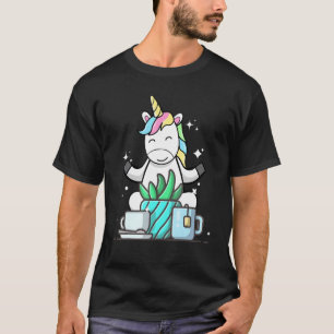Süßes Namaste Einhorn macht Yoga Gärtnern Kaffee T-Shirt