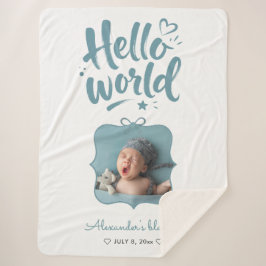 Süßes neues Baby-Jungen-Foto mit handgezeichneter  Sherpadecke