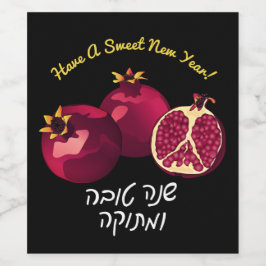 Süßes Neujahr Granatapfel Weinetiketten Weinetikett