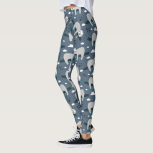 süßes, niedliches, graues Faultier-Muster auf blau Leggings