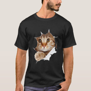 Süßes niedliches Kätzchen zerrissenes Tuch Katze T-Shirt
