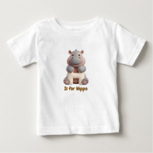Süßes Nilpferd Buchstabe H Kinder T-Shirt   Tier A