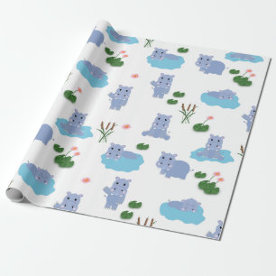 Süßes Nilpferd Hippo Muster Geschenkpapier