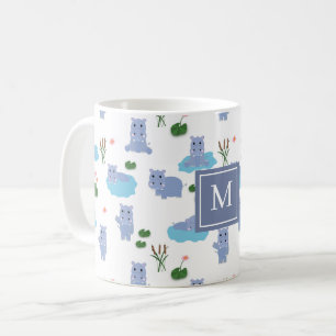 Süßes Nilpferd-Monogramm-Initial Kaffeetasse