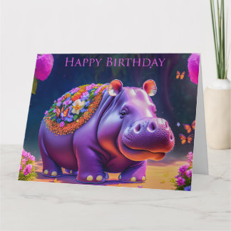 Süßes Nilpferd zum Geburtstag Karte