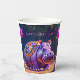 Süßes Nilpferd zum Geburtstag Pappbecher