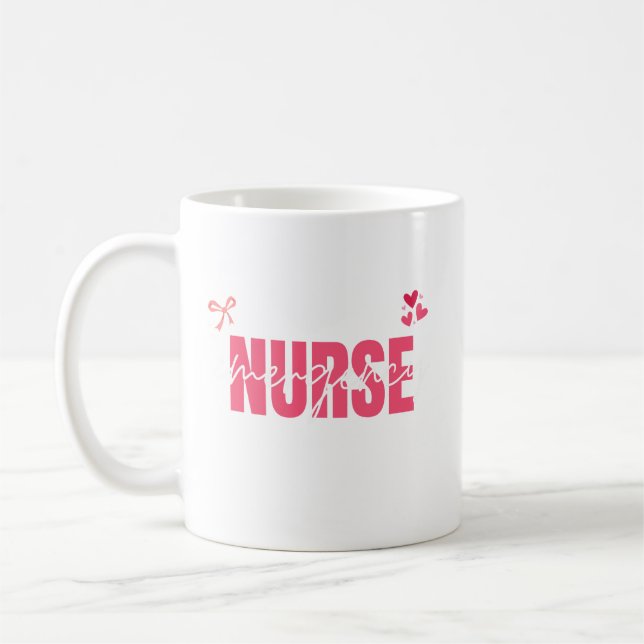 Süßes Notfallkrankenschwester-Schleifen-Herzen Kaffeetasse (Links)