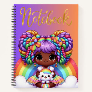 Süßes Notizbuch/Anbetungswürdige Regenbogen-Chibi- Notizbuch