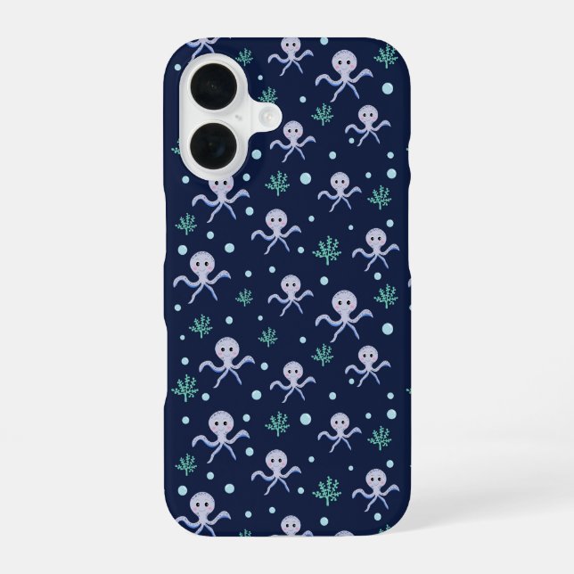 Süßes Octopus-Muster iPhone 16 Hülle (Rückseite)
