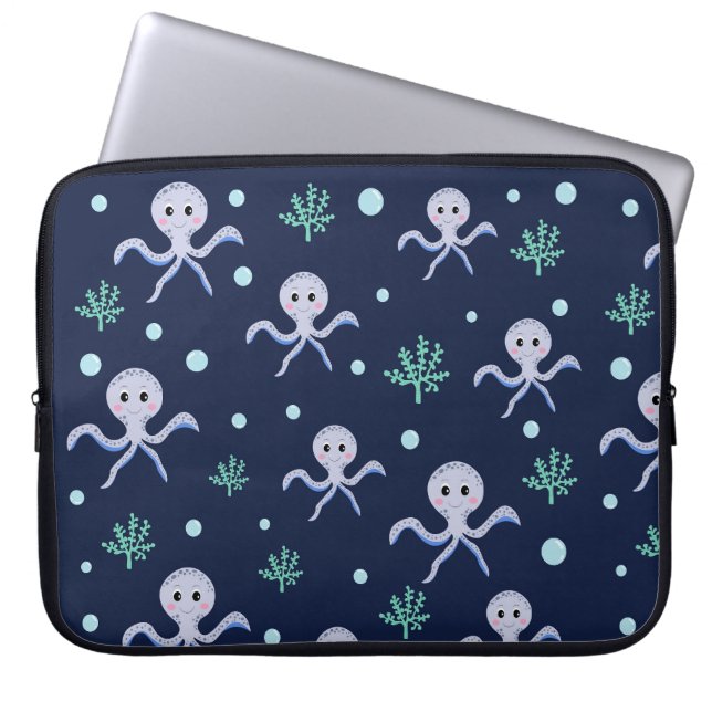 Süßes Octopus-Muster Laptopschutzhülle (Vorderseite)