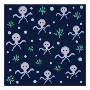 Süßes Octopus-Muster Poster