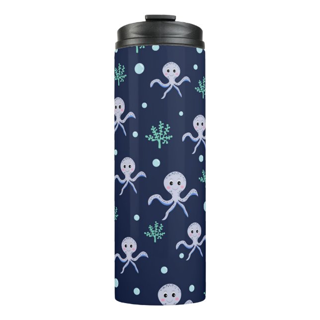 Süßes Octopus-Muster Thermosbecher (Vorderseite)