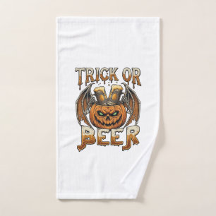 Süßes oder Bier Halloween-Kürbis-Skelett-Flügel-Ta Handtuch