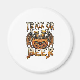 Süßes oder Bier Halloween-Kürbis-Skelett-Flügel-Ta Magnet