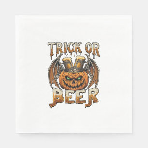 Süßes oder Bier Halloween-Kürbis-Skelett-Flügel-Ta Serviette