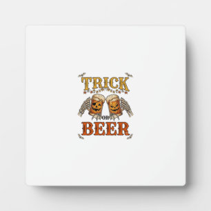 Süßes oder Bier Halloween-Kürbis-Tasse Skeletthänd Fotoplatte