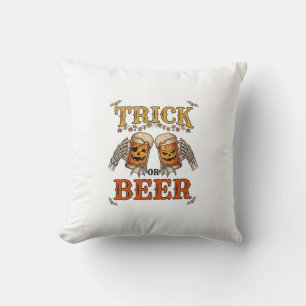 Süßes oder Bier Halloween-Kürbis-Tasse Skeletthänd Kissen