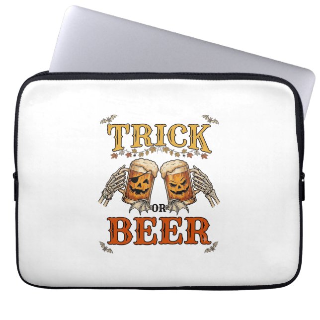 Süßes oder Bier Halloween-Kürbis-Tasse Skeletthänd Laptopschutzhülle (Vorderseite)
