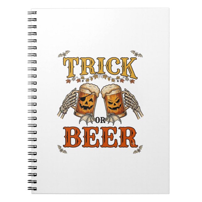 Süßes oder Bier Halloween-Kürbis-Tasse Skeletthänd Notizblock (Vorderseite)