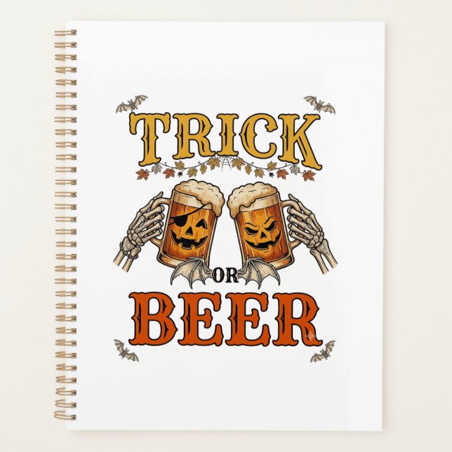 Süßes oder Bier Halloween-Kürbis-Tasse Skeletthänd Planer (Vorderseite)