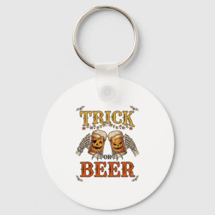 Süßes oder Bier Halloween-Kürbis-Tasse Skeletthänd Schlüsselanhänger