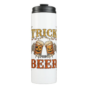 Süßes oder Bier Halloween-Kürbis-Tasse Skeletthänd Thermosbecher