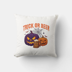 Süßes oder Bier Halloween-Kürbis-Tasse Spinnennetz Kissen
