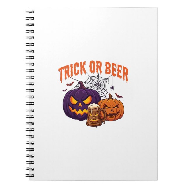Süßes oder Bier Halloween-Kürbis-Tasse Spinnennetz Notizblock (Vorderseite)