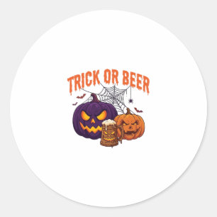 Süßes oder Bier Halloween-Kürbis-Tasse Spinnennetz Runder Aufkleber