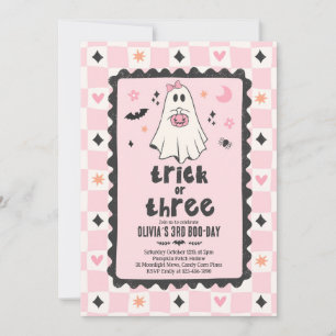 Süßes oder Drei Halloween Mädchen Geist 3. Geburts Einladung