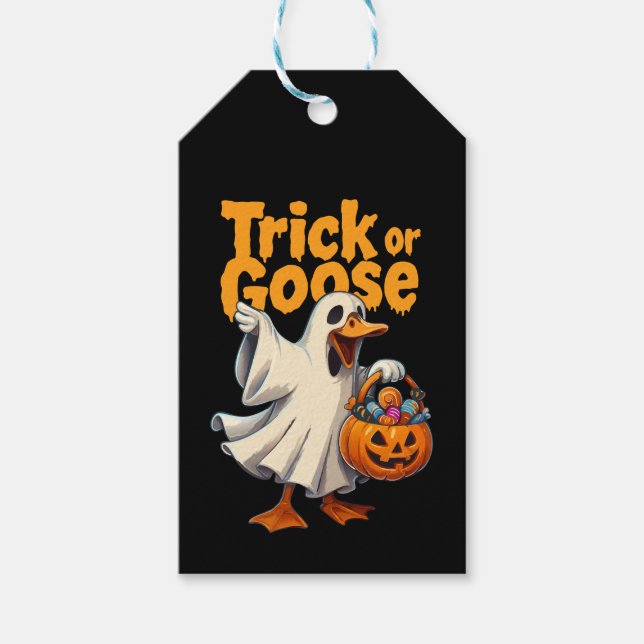 Süßes oder Gans Halloween Gans Geschenkanhänger (Vorderseite)