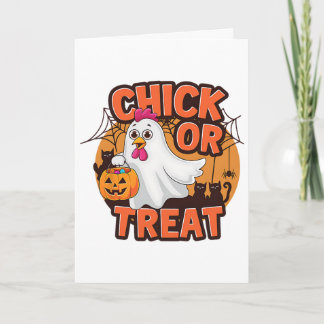 Süßes oder Huhn Lustiger Hühner-Halloween-Kostüm Karte