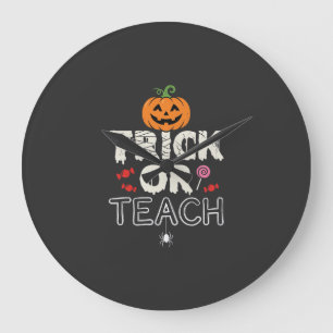 Süßes oder Lehrendes Halloween-Lehrer-Design (2)_1 Große Wanduhr