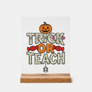 Süßes oder Lehrendes Halloween Lehrer Vintage Vekt Acrylschild