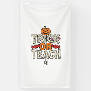 Süßes oder Lehrendes Halloween Lehrer Vintage Vekt Banner