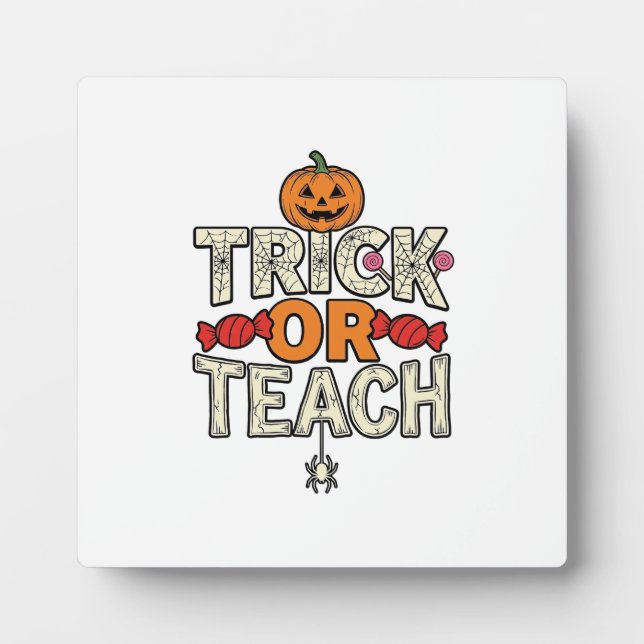 Süßes oder Lehrendes Halloween Lehrer Vintage Vekt Fotoplatte (Vorderseite)
