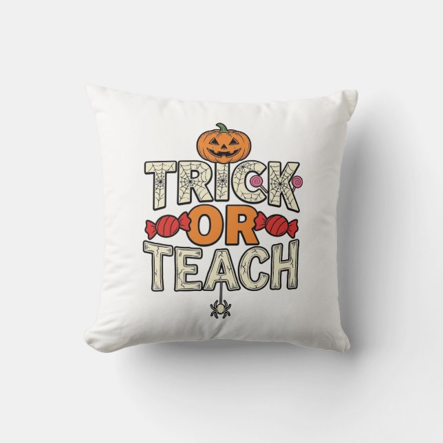 Süßes oder Lehrendes Halloween-Lehrer Vintage-Vekt Kissen (Vorderseite)