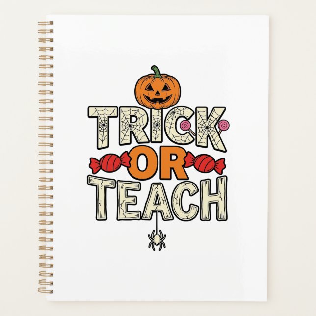 Süßes oder Lehrendes Halloween Lehrer Vintage Vekt Planer (Vorderseite)