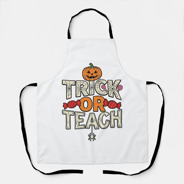 Süßes oder Lehrendes Halloween Lehrer Vintage Vekt Schürze (Vorderseite)