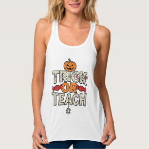 Süßes oder Lehrendes Halloween Lehrer Vintage Vekt Tank Top