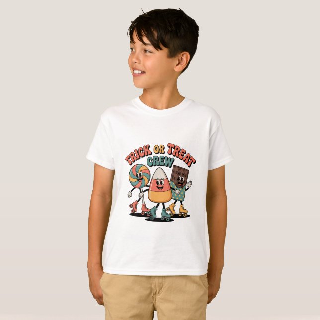 Süßes oder Saures Crew Kinder Halloween-Shirt T-Shirt (Vorne ganz)