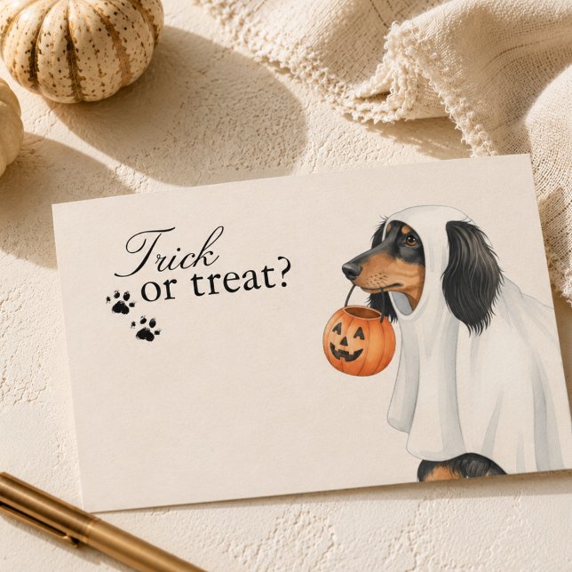 Süßes oder Saures Dachshund Hund Halloween Mitteilungskarte (Trick or Treat Dachshund Dog Halloween Note Card)
