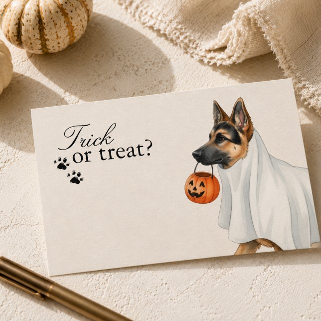Süßes oder Saures Deutscher Schäferhund Halloween Mitteilungskarte (Trick or Treat German Shepherd Dog Halloween Note Card)