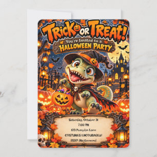 🎃🦖 Süßes oder Saures Dino-Halloween-Party 👻✨ Einladung