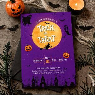 Süßes oder Saures Einladung Lila Halloween-Party