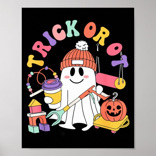 Süßes oder Saures Ergotherapie Geist Halloween W Poster (Vorne)